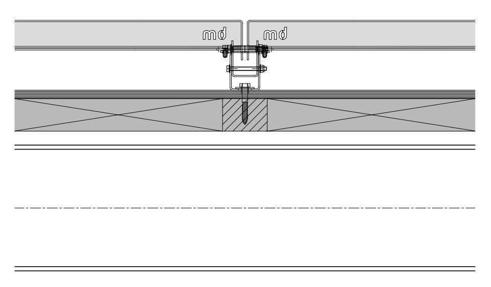 Detailtekening van het blinde bevestigingssysteem DER111 voor gevelbekleding met MD Designperforatie