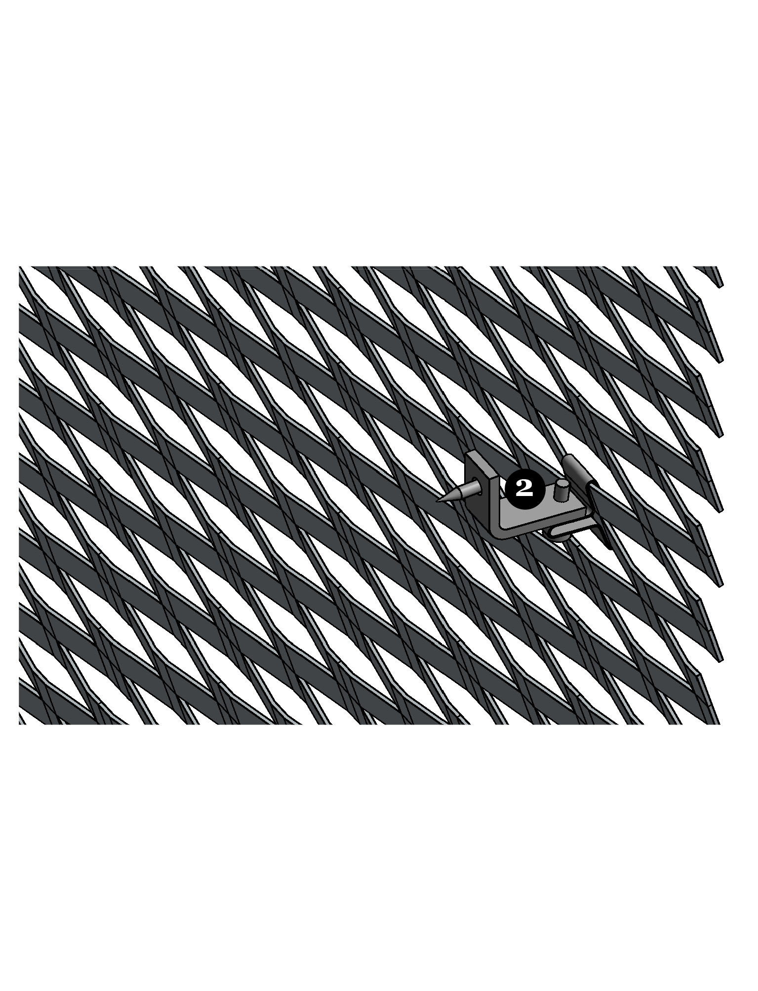 Voorbeelddetail van een MD Clips STC112, een bevestigingssysteem voor MD Strekmetaal gevelbekleding