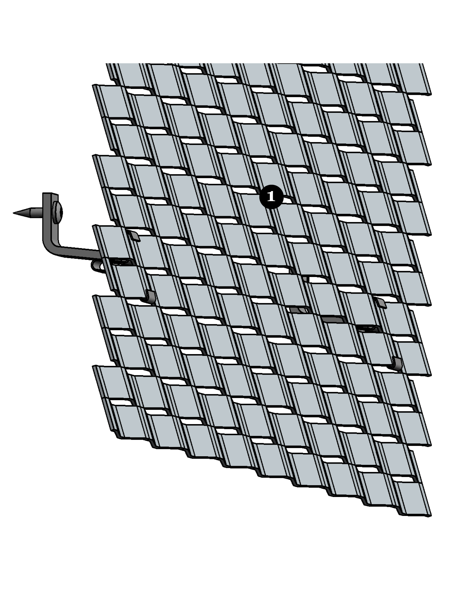 Voorbeelddetail MD Clips STC112, een bevestigingssysteem voor MD Strekmetaal gevelbekleding
