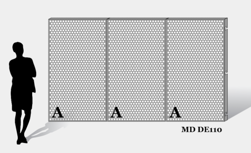 Een voorbeeld van MD Designperforatie MD DE110 met dezelfde perforatie op elk paneel weer