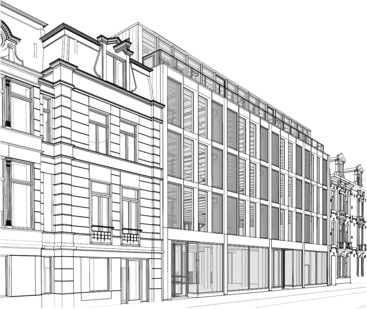 Metadecor_MD Formatura_MD Apertura_gevelbekleding_PC Hoofdstraat_2110 PC Hooftstraat_straatbeeld voor Rienk MD Formatura MD Apertura aluminium gevelbekleding